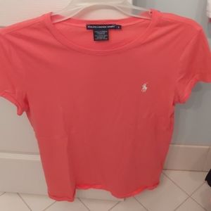 Coral Pink Ralph Lauren Polo T-Shirt Women's Large